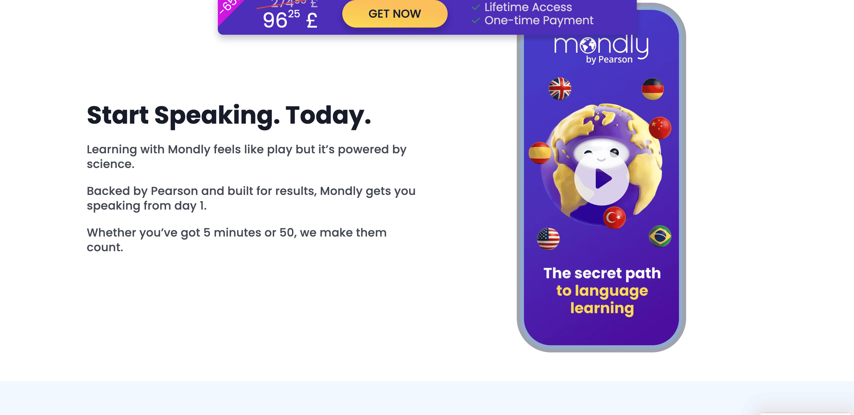 screenshot from Mondly app